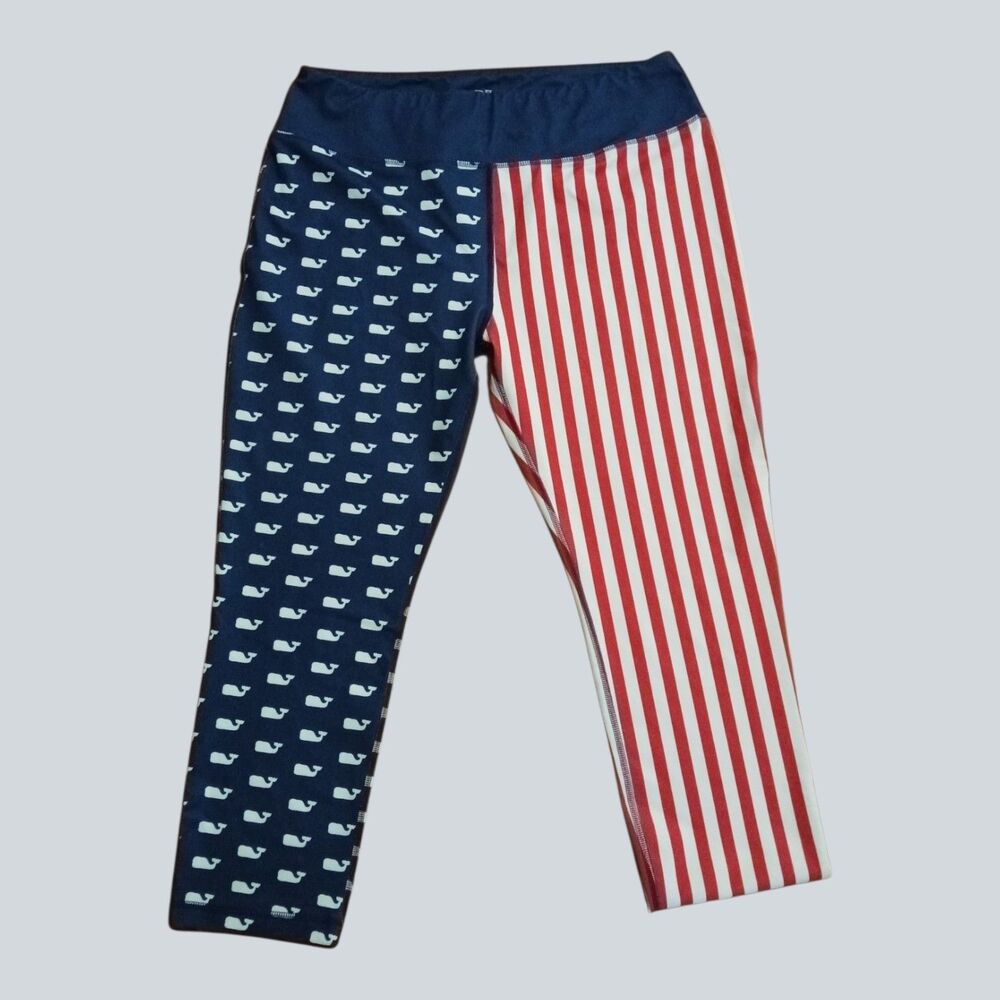 Vineyard Vines Performance Patriotic American Flag Print Leggings Size XL
